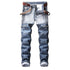 Fashion Slim Motorcycle Jeans Waist Men's Jeans Straight Urban Pants